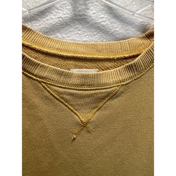 Lands End Canvas Mustard Yellow Crewneck Sweatshirt Mens Size L Cotton Long Slee - Picture 6 of 6